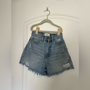 BDG high rise A-line denim shorts, size 25